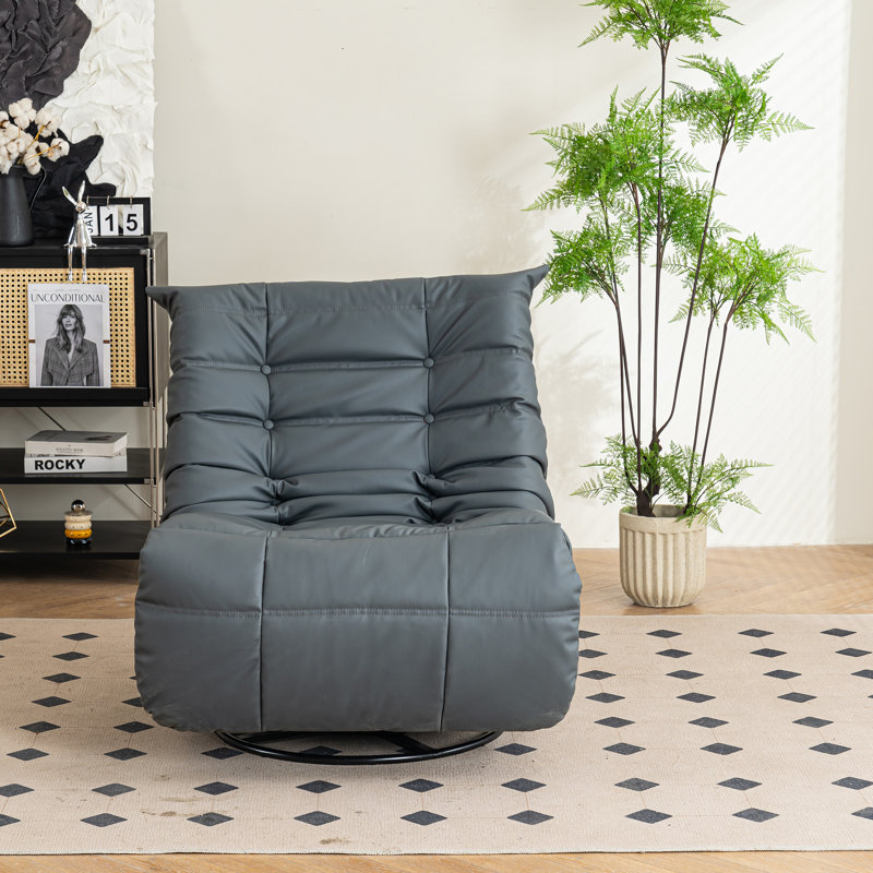 Fauteuil inclinable et pivotant en cuir Vegan, Similicuir gris foncé