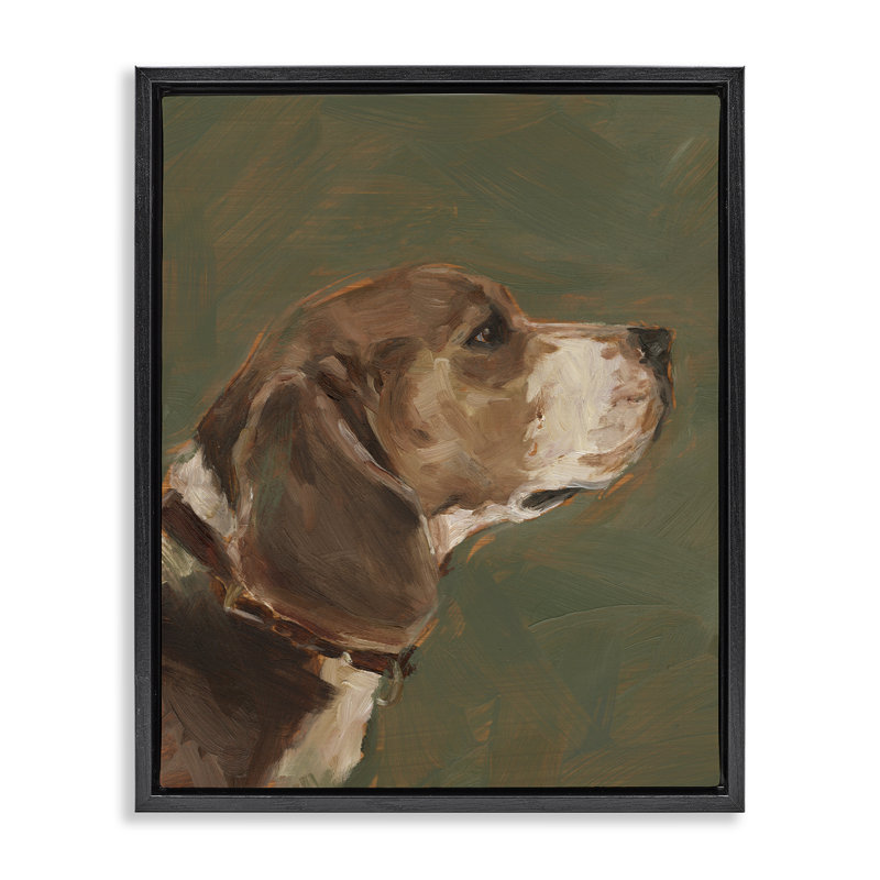 Art mural encadré traditionnel "Beagle" par Ethan Harper, Cadre flottant noir de jais, H 21 po x l 17 po
