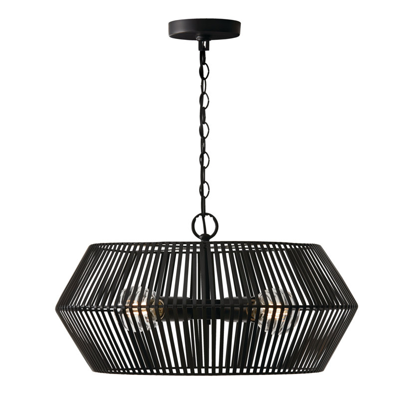 Luminaire suspendu géométrique à 4 lumières Kaiya, Noir