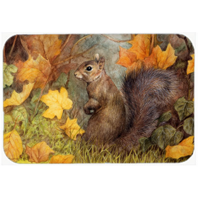 Caroline's Treasures Grey Squirrel in Fall Leaves Glass Cutting Board