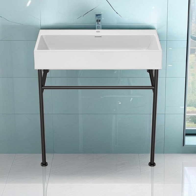 APRESSHUI 17'' Rectangular Bathroom Sink, Black