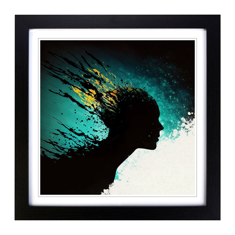 Swimming Silhouette - Single Picture Frame Print on Wood, Black