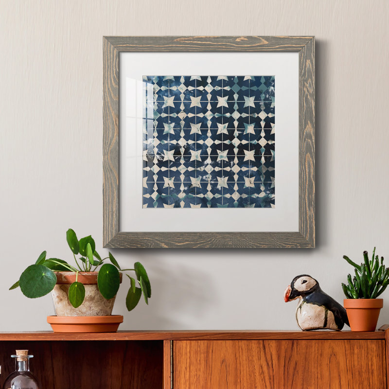 «Tile-Dye I», reproduction encadrée de qualité supérieure - prête à être accrochée, H 31,5 po x l 31,5 po x P 1,5 po, Blanc