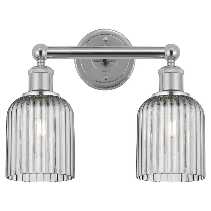 Abat-jour de salle de bain 2 lumières Edison Addeline 14 po, Chrome poli, Gris fumée