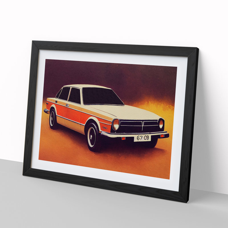Classic Car - Single Picture Frame Print, 46cm H x 64cm W x 2cm D, Black Framed