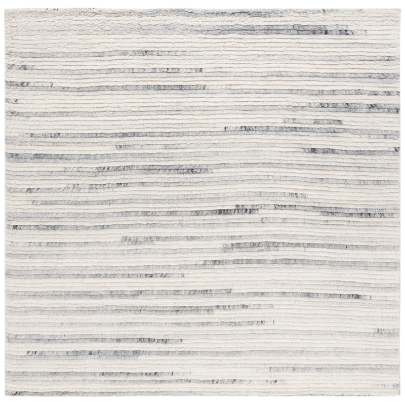 Pecktonville Hand Woven Performance Abstract Rug, Square 6'