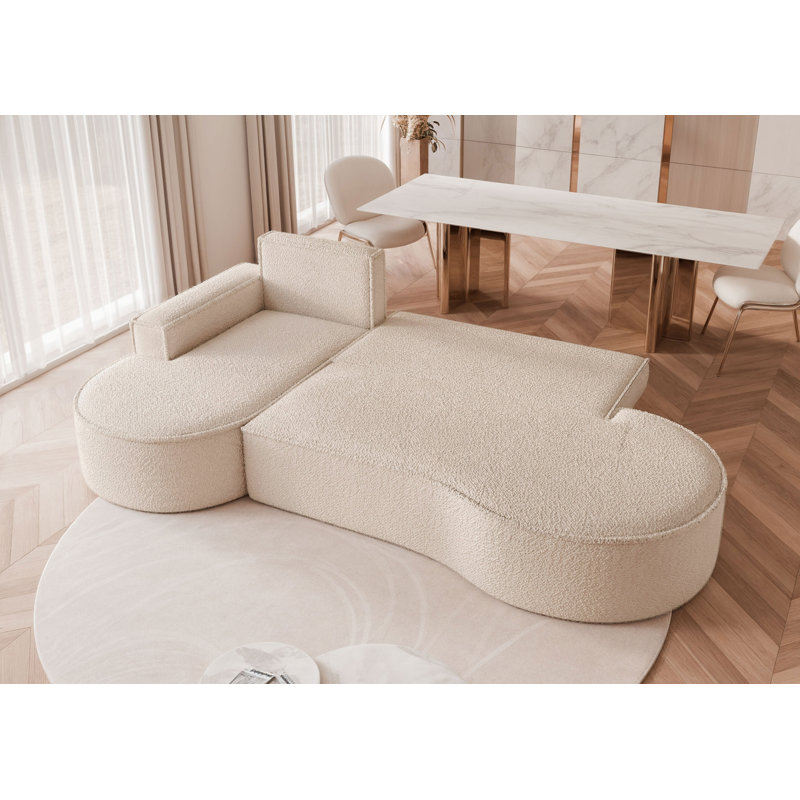 6 Seater Corner Sectional, Right Hand Facing, Beige