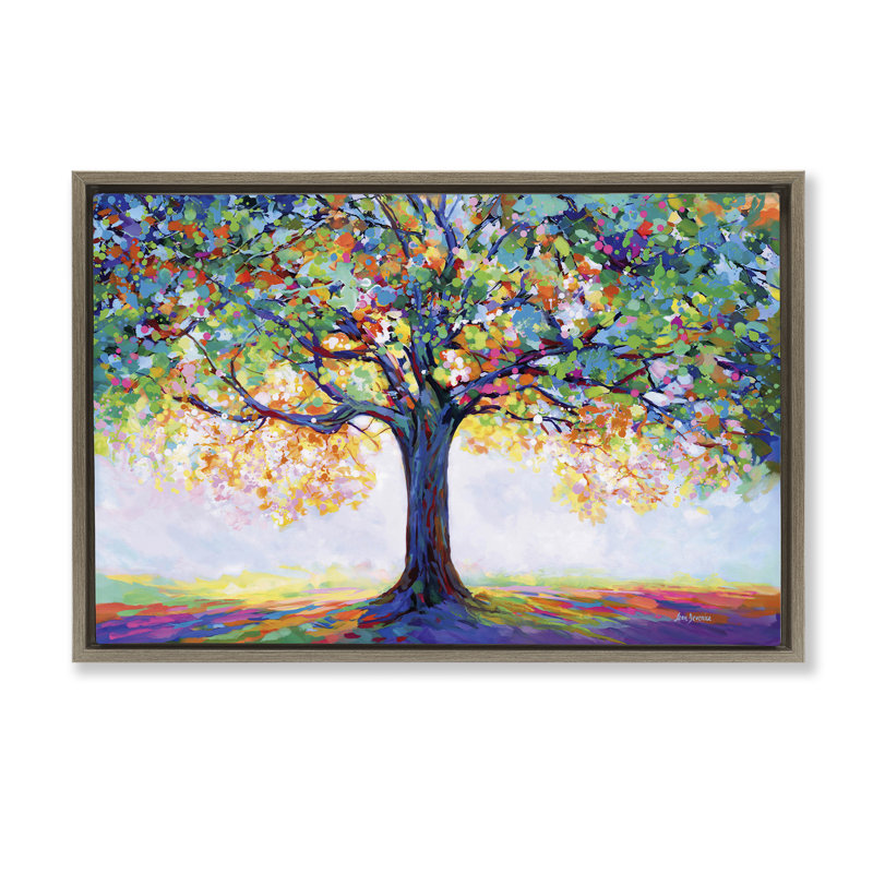Arbre flottant avec toile flottante "Tree of occasion" par Leon Devenice, Cadre flottant orme Montalcino, H 21 po x l 31 po