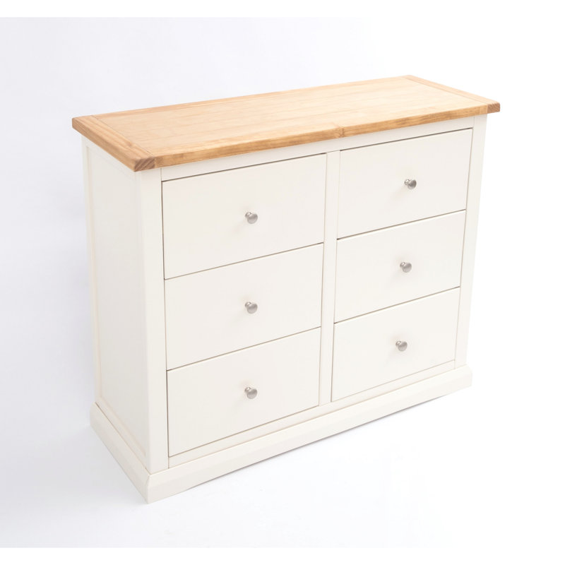 6 Drawer 110cm W Double Dresser, Off White
