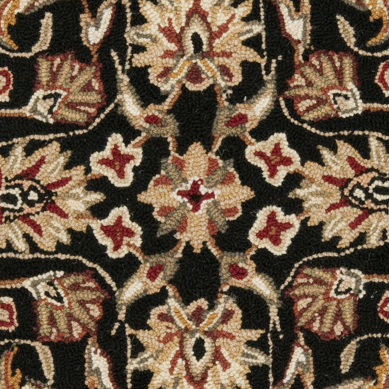 Helena Oriental Hand Hooked Wool Green/Black Area Rug, Rectangle 1'8" x 2'6"