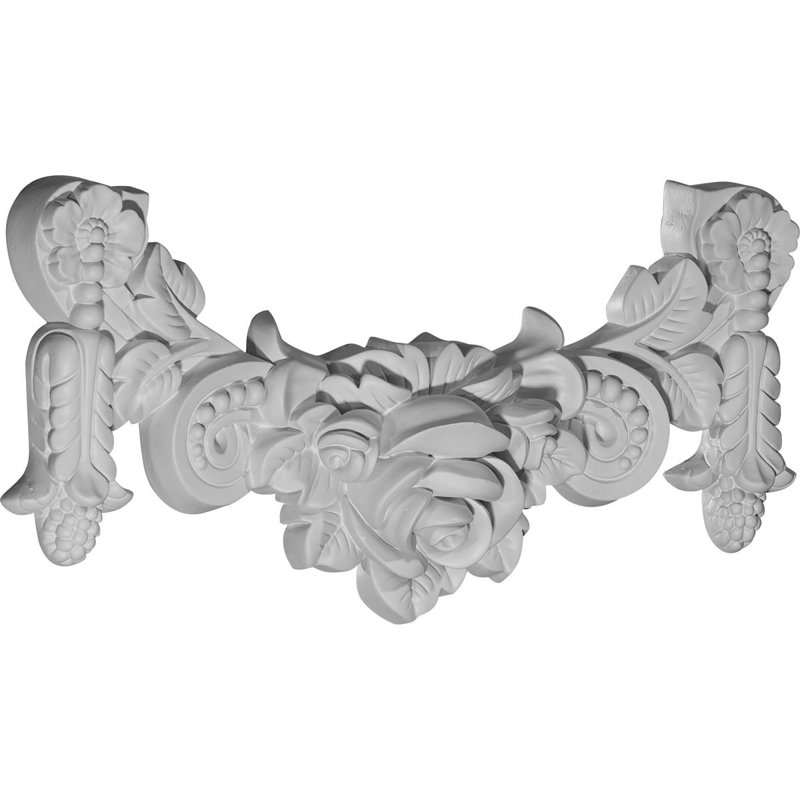 Primed White Polyurethane Rose Swag Onlay Applique