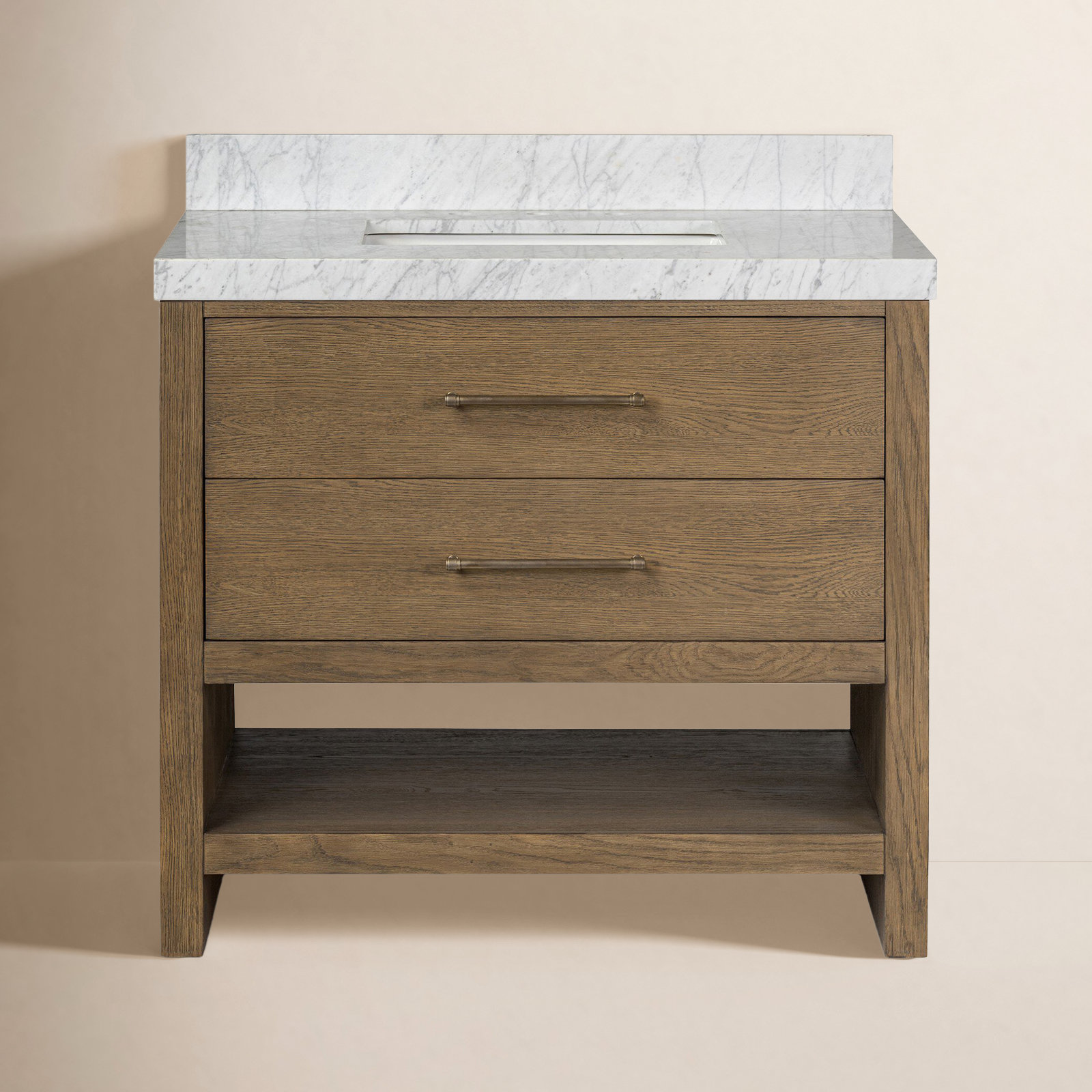 Abington Single Vanity-Carrara Marble, Brown