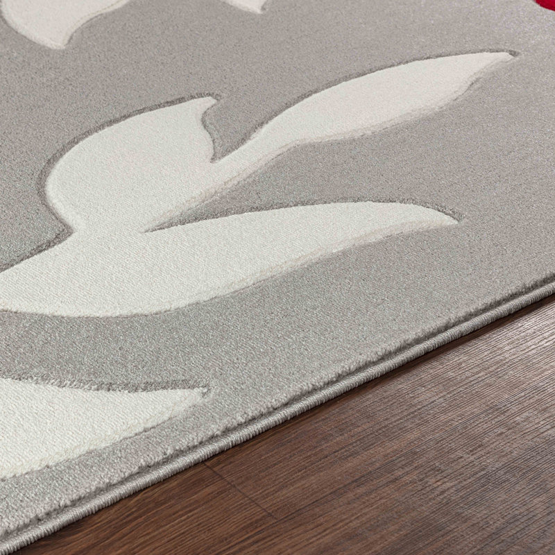 Gray Modern Rug, Nature Print Easy to Clean Rug For Living Room, Dining Room, Bedroom, Kitchen, Rectangle 120 x 170 cm