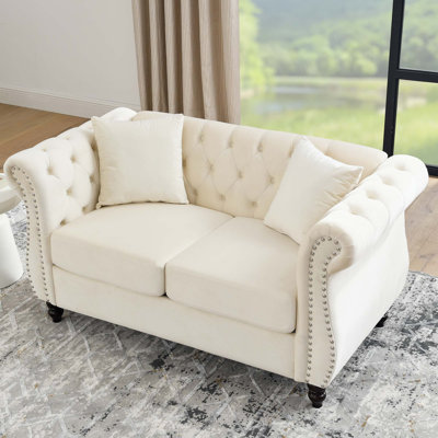 Canapé 58 pouces en velours Chesterfield