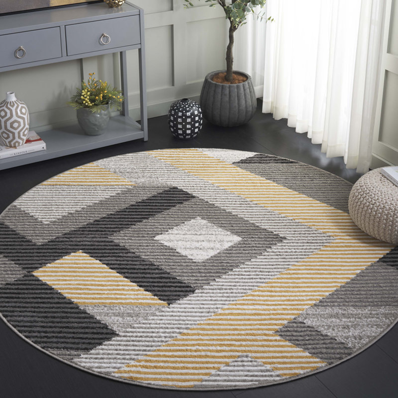 Hergen Performance Geometric Rug, Round 6'7"