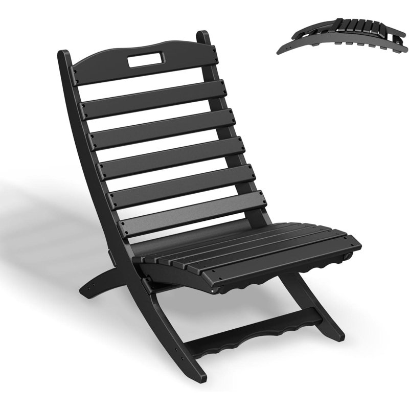Chaise Adirondack pliante en plastique Smilja, Noir
