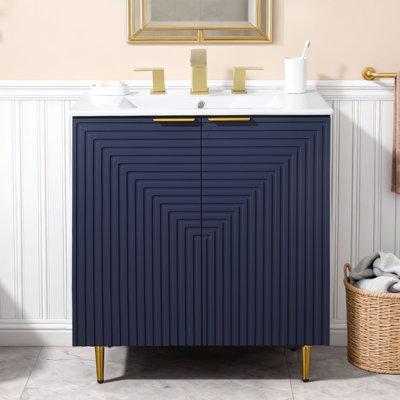 Ensemble de meuble-lavabo simple 30 po avec plateau en céramique et deux portes