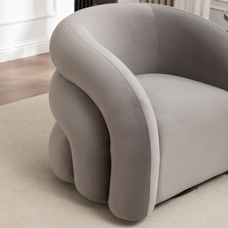 Fauteuil demi-tonneau rembourré et pivotant, Gris
