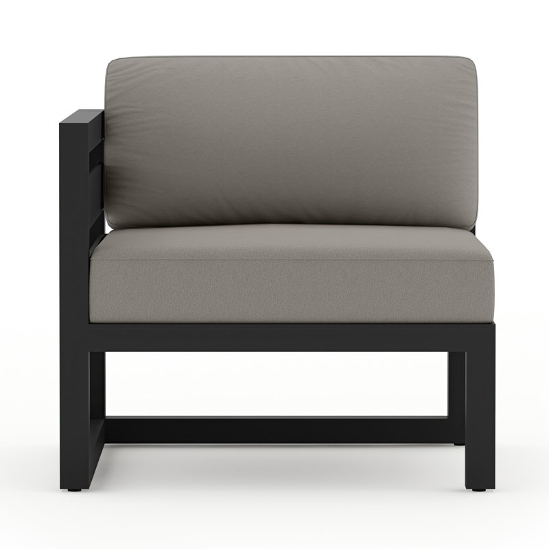Avion Outdoor One Arm Lounge Chair, Canvas Charcoal Sunbrella® Canvas, Black