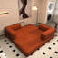 3 places, canapé-lit pliant, velours côtelé orange, lit convertible, plancher, structure de forme fixe, accoudoirs carrés, rembourrage en mousse à mémoire de forme