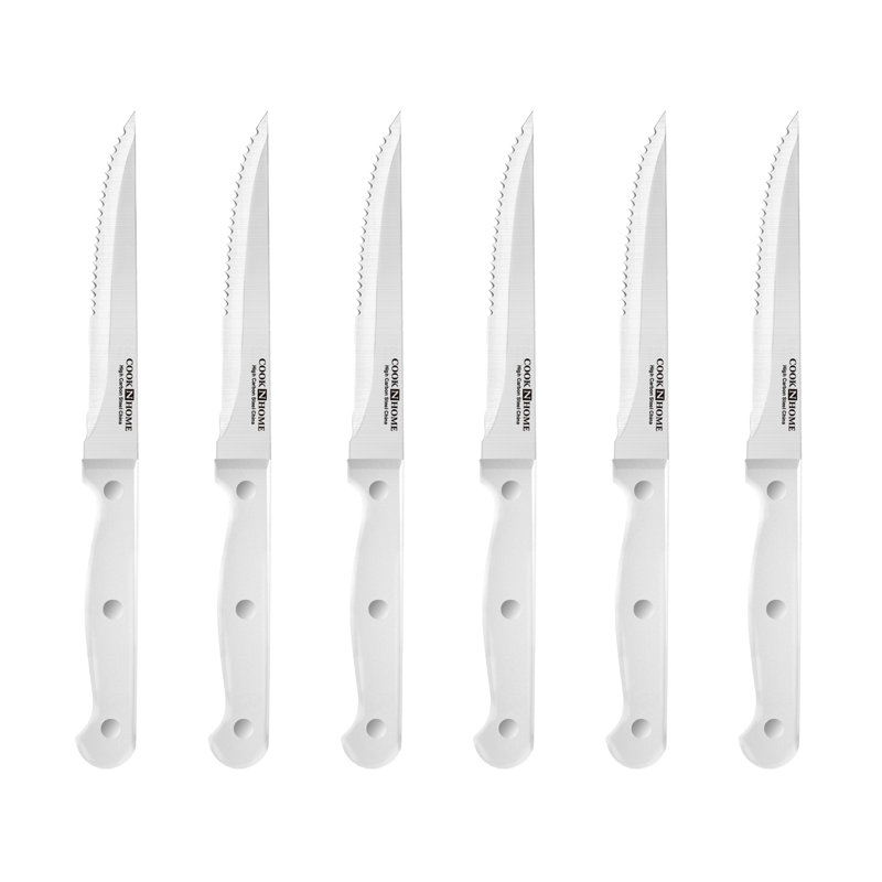 White 15-Piece Kitchen Knife Set with Bamboo Block