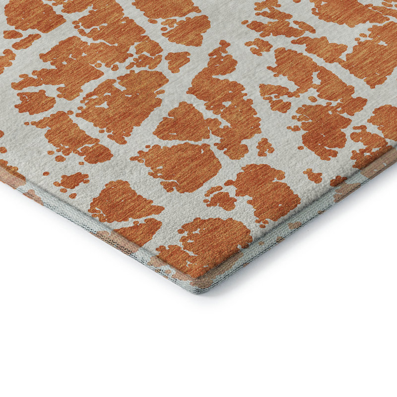 Premium Machine Washable Cerrito AMF501 Orange Rug, Rectangle 2'6" x 3'10"