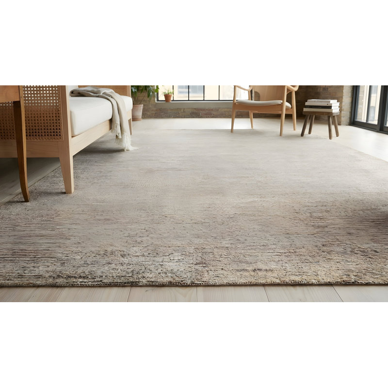 Tapis jaune moderne en soie noué à la main à motif géométrique moderne, 9 pi x 12 pi
