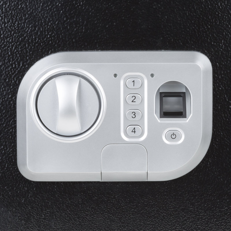 Stalwart Electronic Safe - Digital Biometric Fingerprint Lock Box with 2 Override Keys (Black)