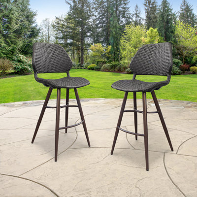 Wieland Polyethylene (PE) Wicker Outdoor 27.5'' Bar Stool