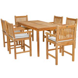 Outdoor 7 - Piece Teak Dining Set with Cushions