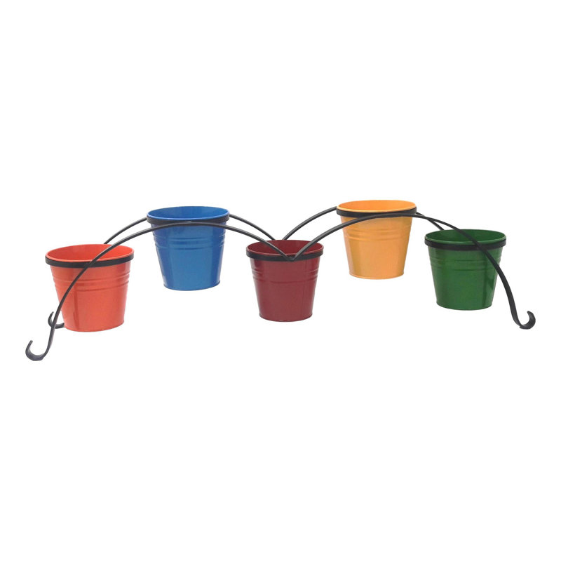 Pot à fleur en fer forgé Brock, H 11,5 po x l 44 po x P 9 po, Rouge / Bleu / Vert, 6