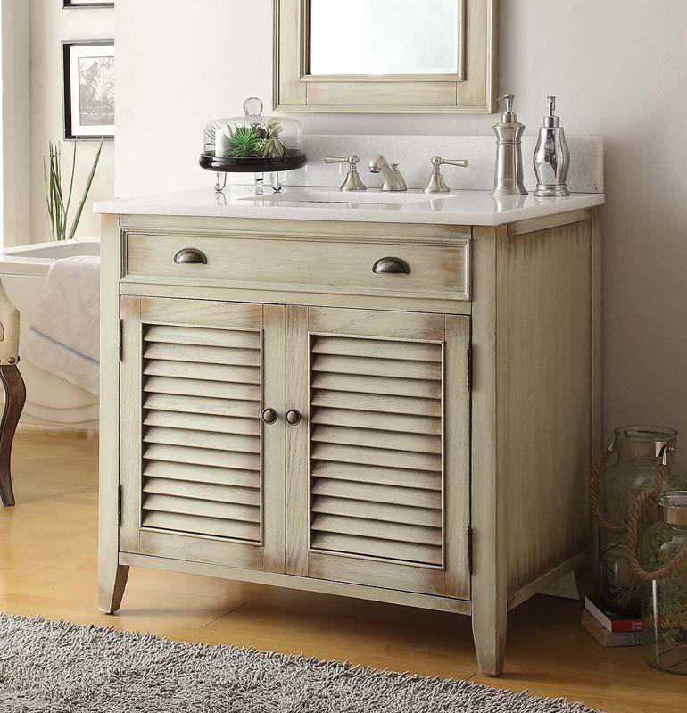 Ensemble de meuble-lavabo simple 36 po Lemoore, Beige patiné
