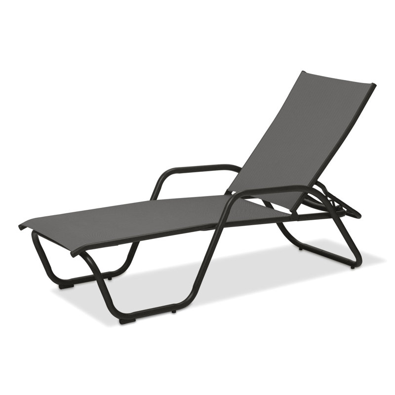 Outdoor Rust-Resistant Metal Chaise Lounge, Titanium Sunbrella®, Textured Graphite