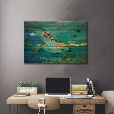 Green Sea Turtle, Balicasag Island, Philippines II by Tim Fitzharris - Unframed Graphic Art on Wood