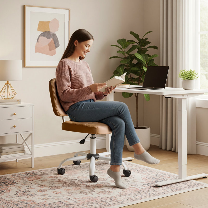 Chaise de bureau 22,1 po, Brun, Blanc