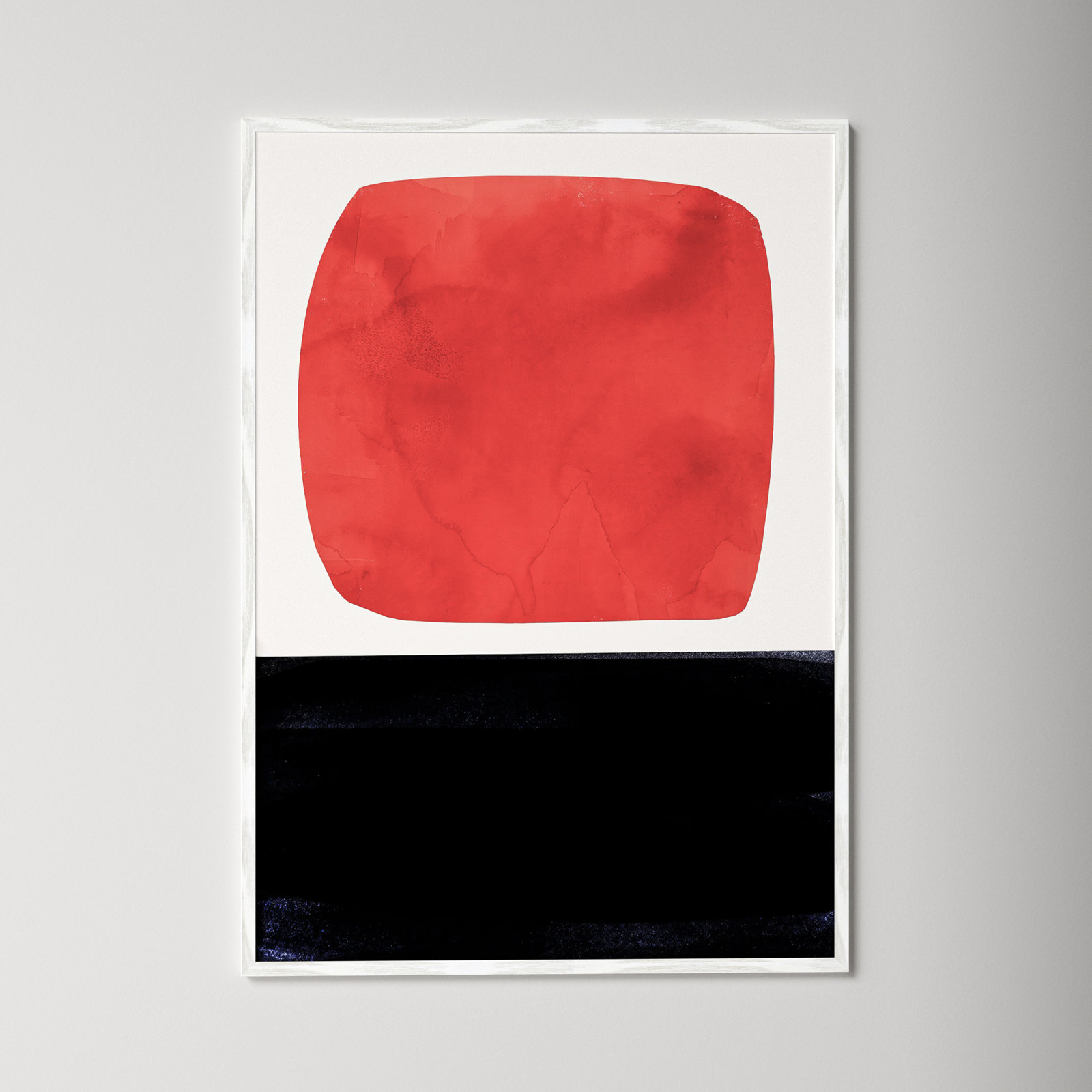 Boxed-Red by Aoibhne Hogan, White Wood Grain Paper, 41.5" H x 29.5" W x 0.75" D