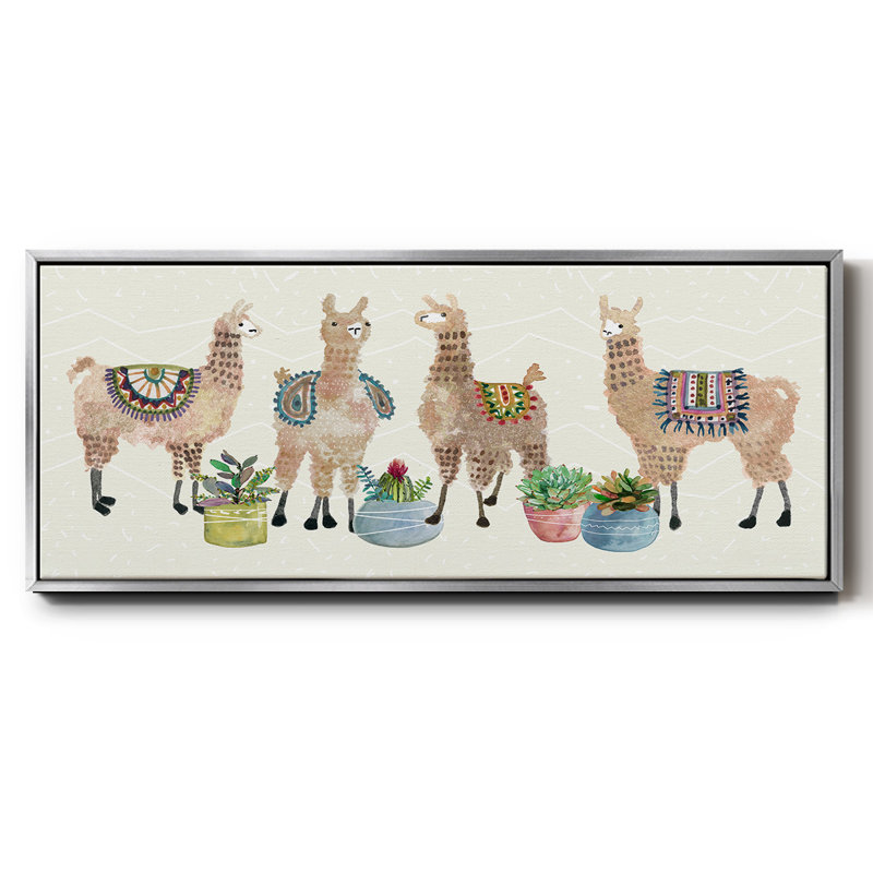 «Llama Party», toile encadrée, H 8 po x l 20 po