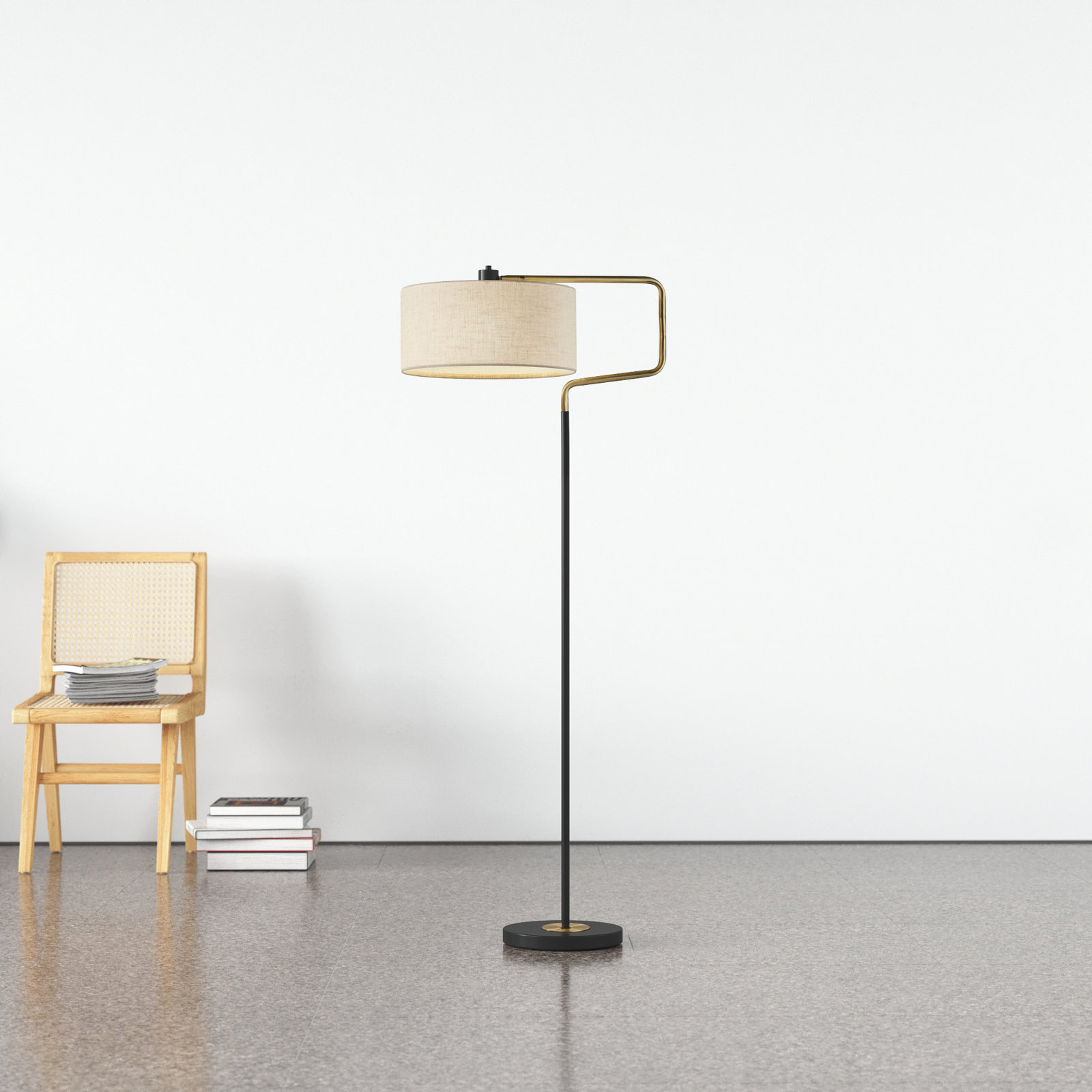 Wenham 57'' Swing Arm Floor Lamp, Black
