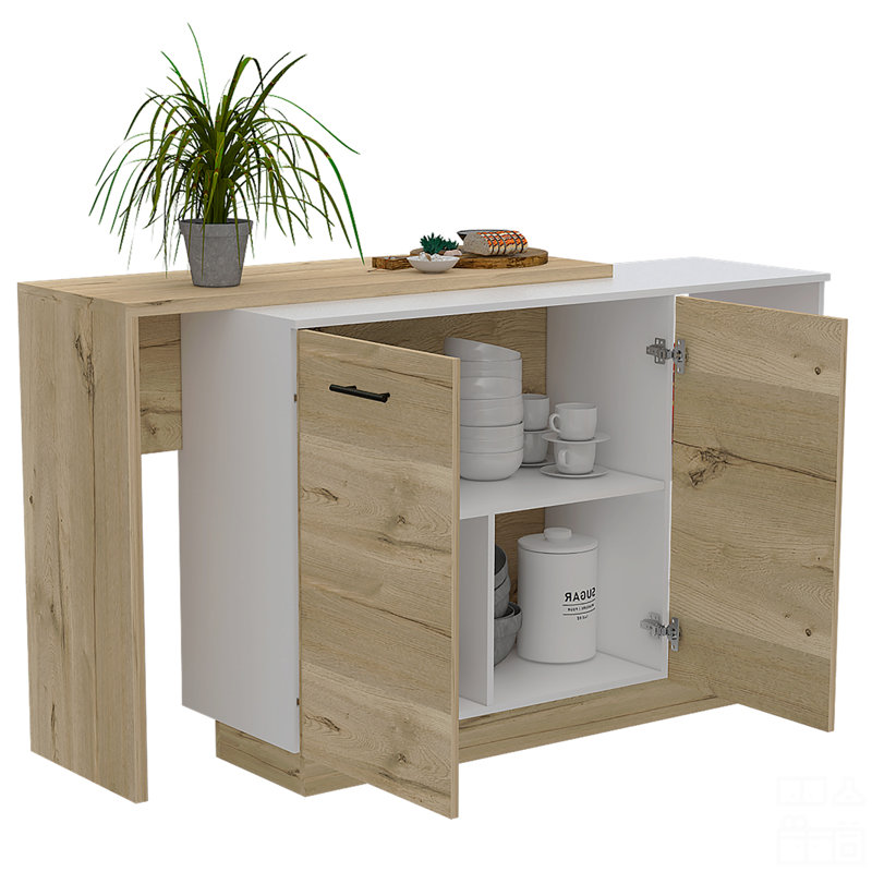 Îlot de cuisine, Blanc/naturel