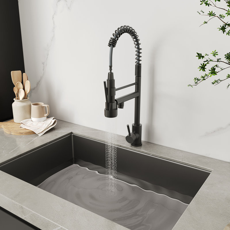 Bothwa Home 19.29"H Stainless Steel 304 Kitchen Faucet, Corrosion Resistant, Single Handle, Cupc Certified, Pull-Down Sprayer/360 Swivel