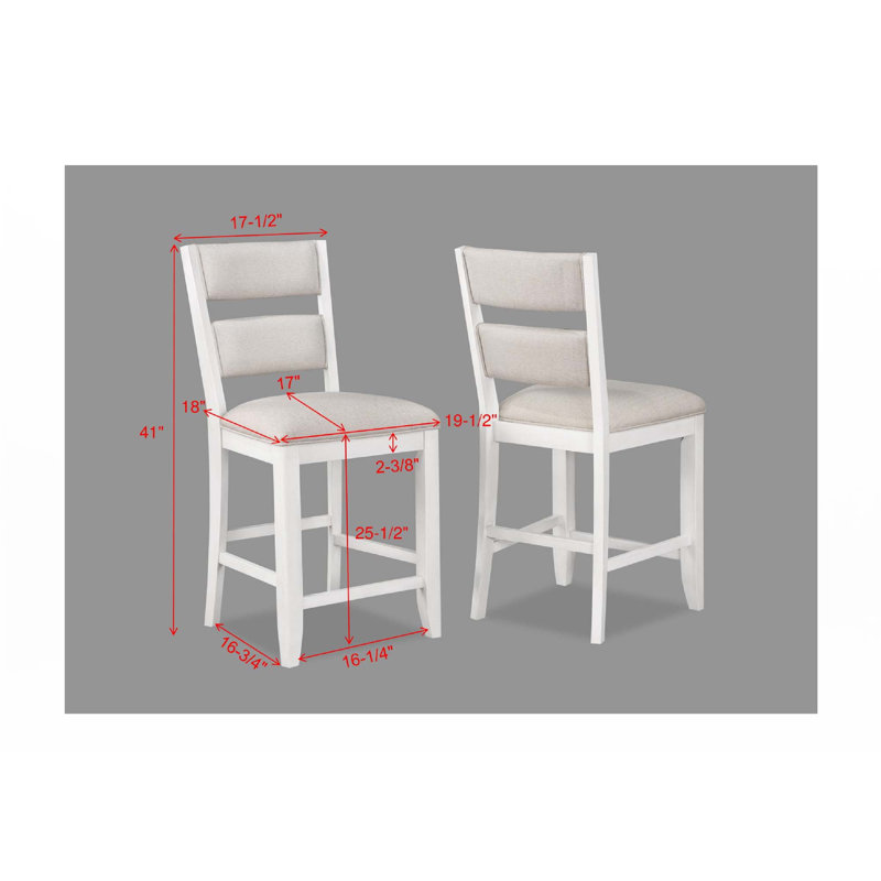 2Pc Set Counter Height Side Chair, Beige, White
