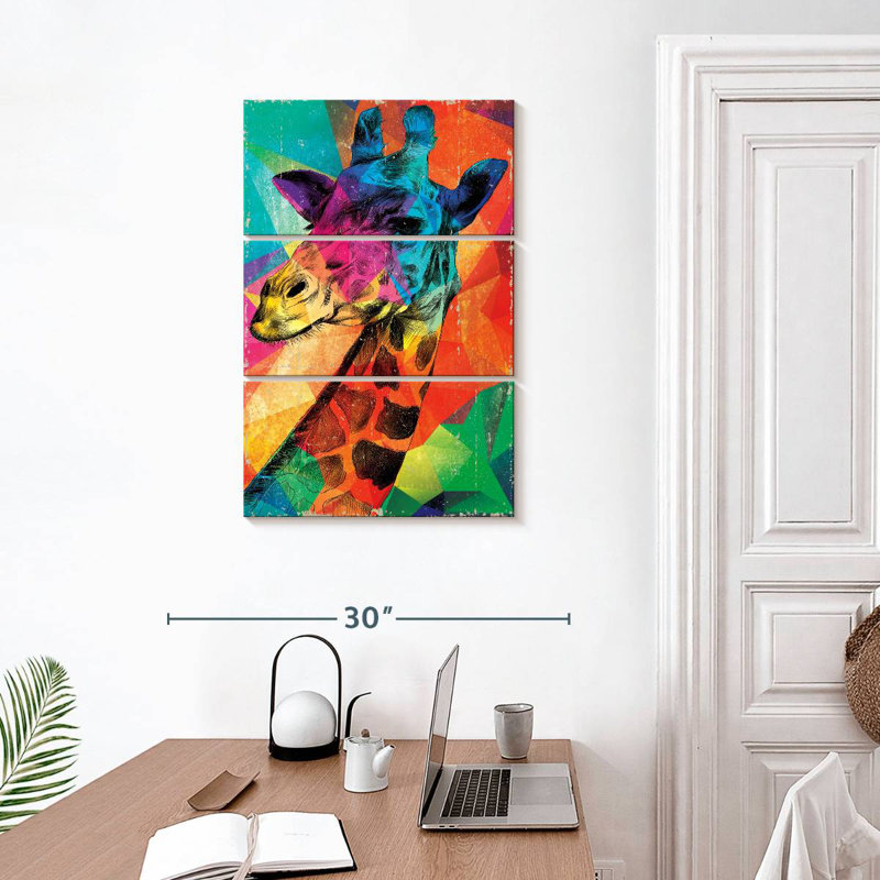 Brampt Giraffe On Geometric Colors, 32" H x 20" W