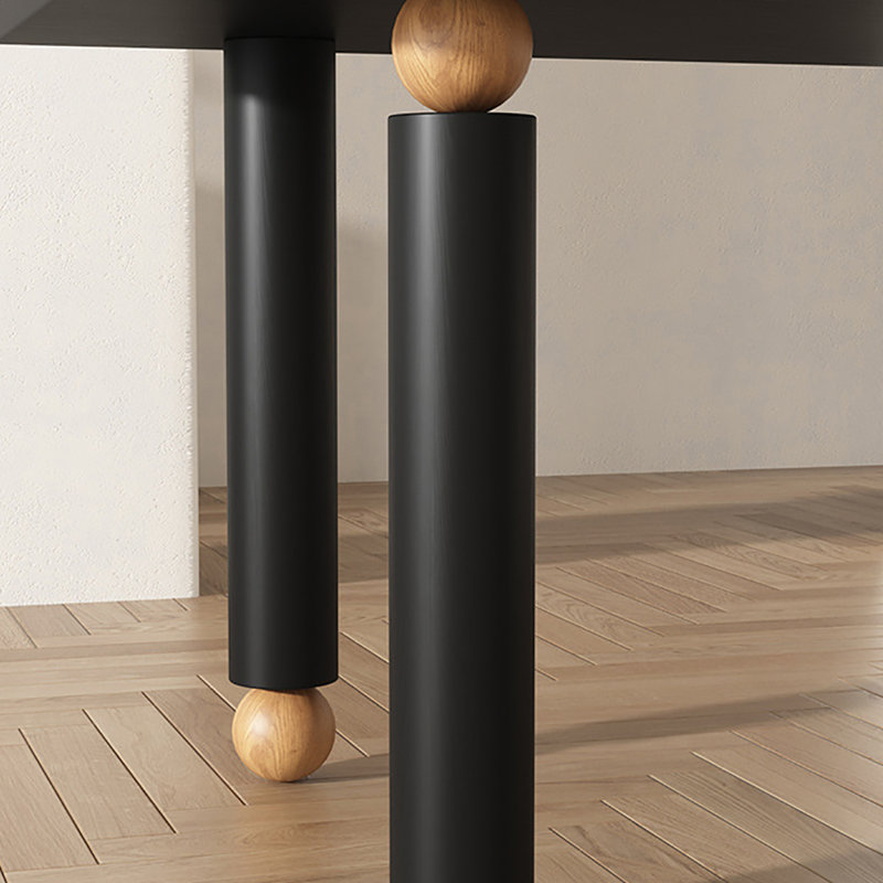 Table de salle à manger moderne noire avec boules géométriques, H 29,5 po x L 63 po x l 27,6 po