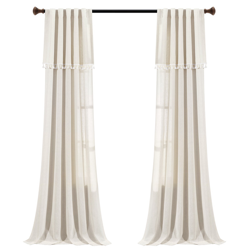 Paire de rideaux semi-transparents avec passe-tringle Ivy, Blanc