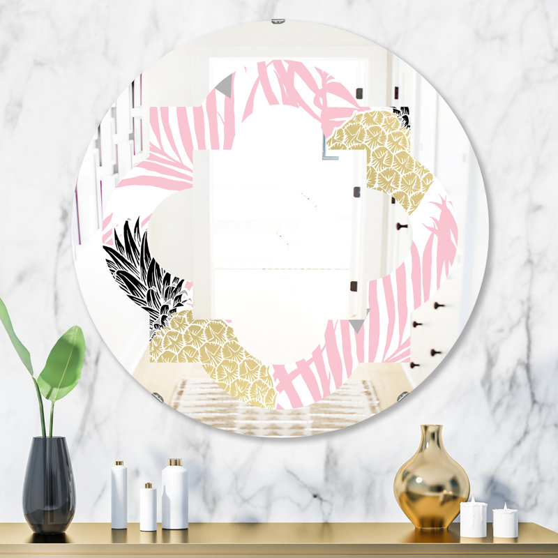 Miroir mural Quatrefoil, 23,6 po x 23,6 po, Feuilles d'ananas