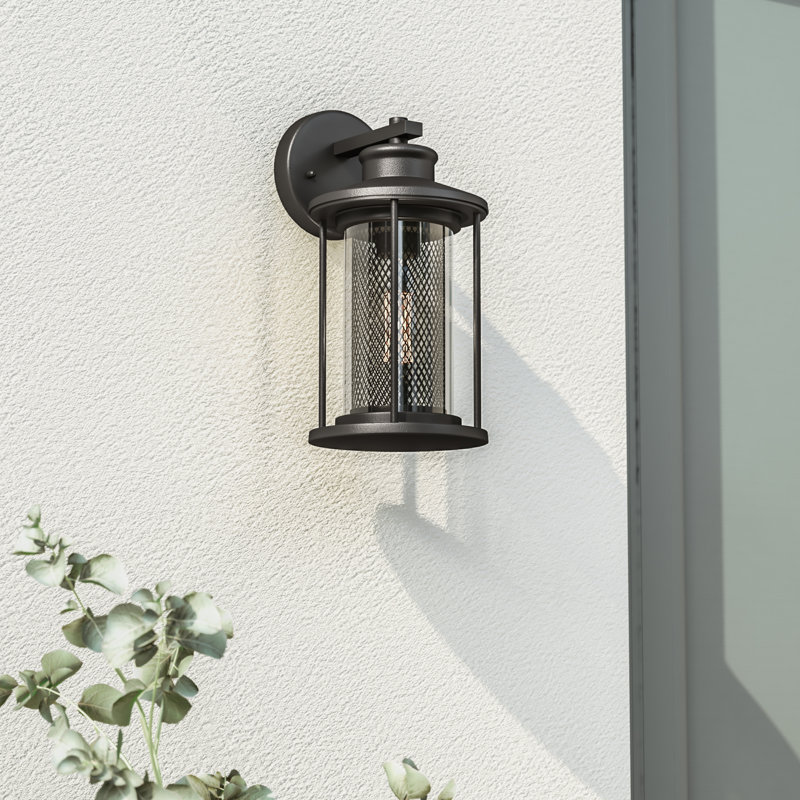 Lanterne murale d'extérieur 1 lumière Emery, H 11 po x l 5,75 po x P 6,75 po, Noir texturé