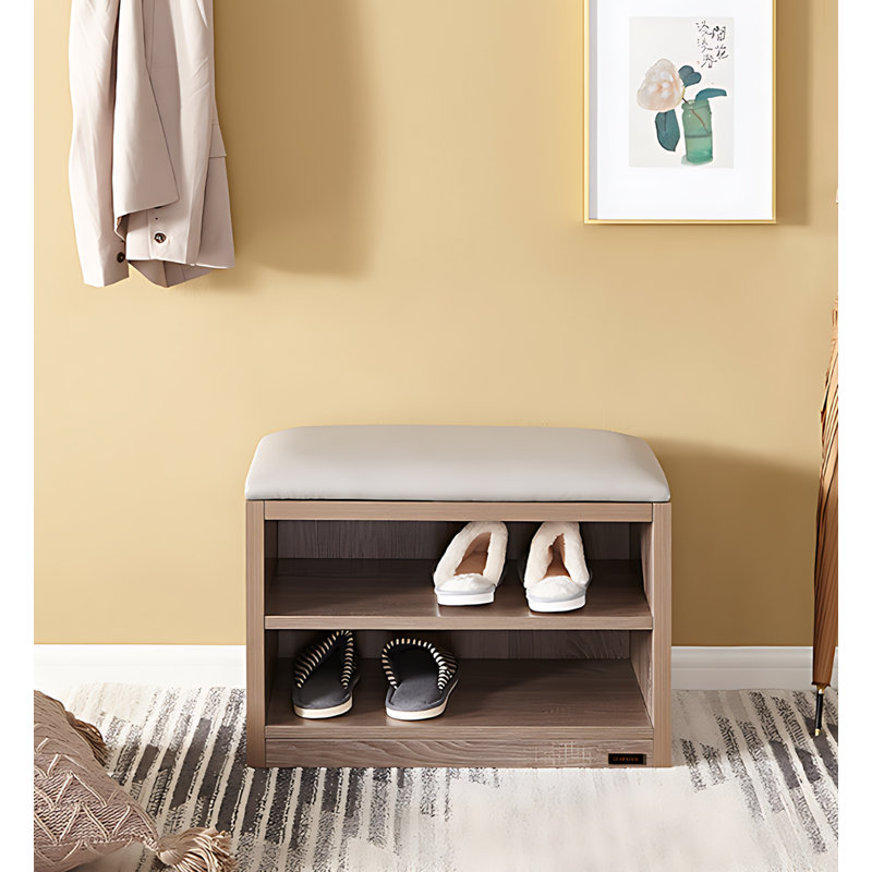 Banc rembourré à 2 niveaux avec rangement pour chaussures