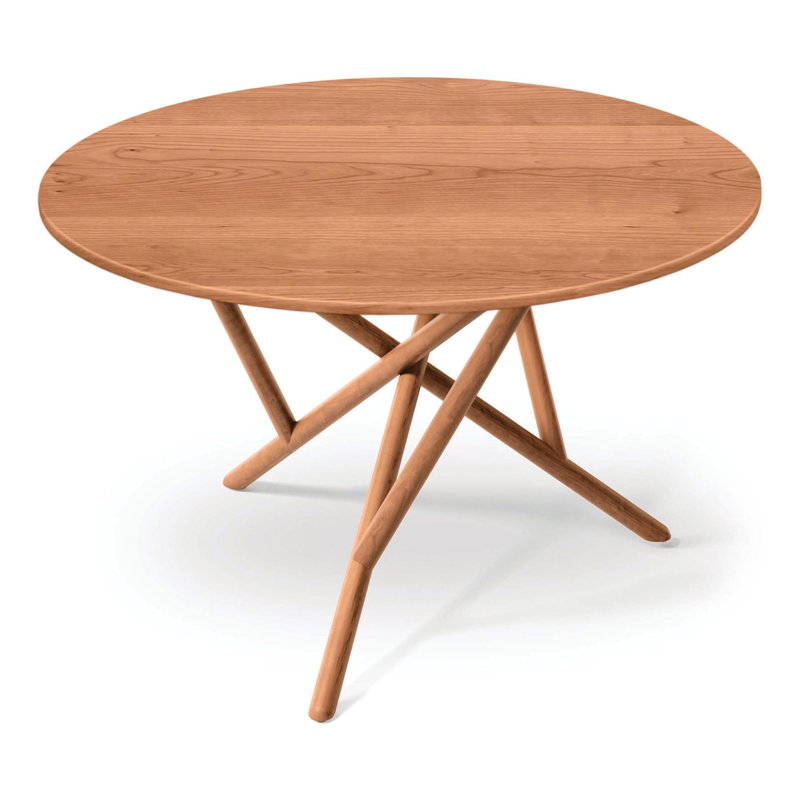 Baton - Table ronde à plateau fixe, H 30 po x L 54 po x l 54 po, Cerisier naturel, Cerisier naturel
