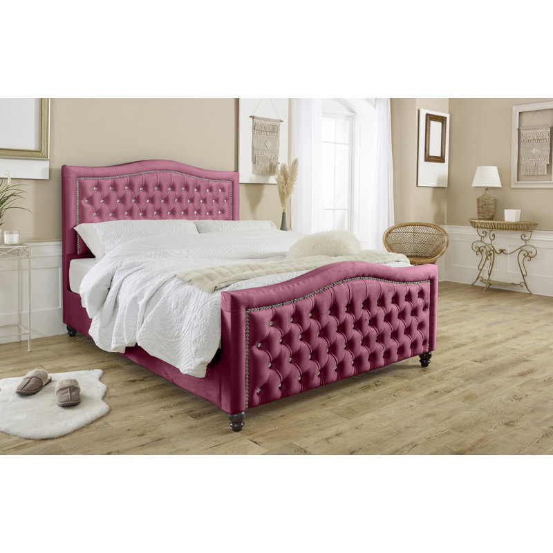 Jaya Upholstered Bed, Maroon, Single (3')