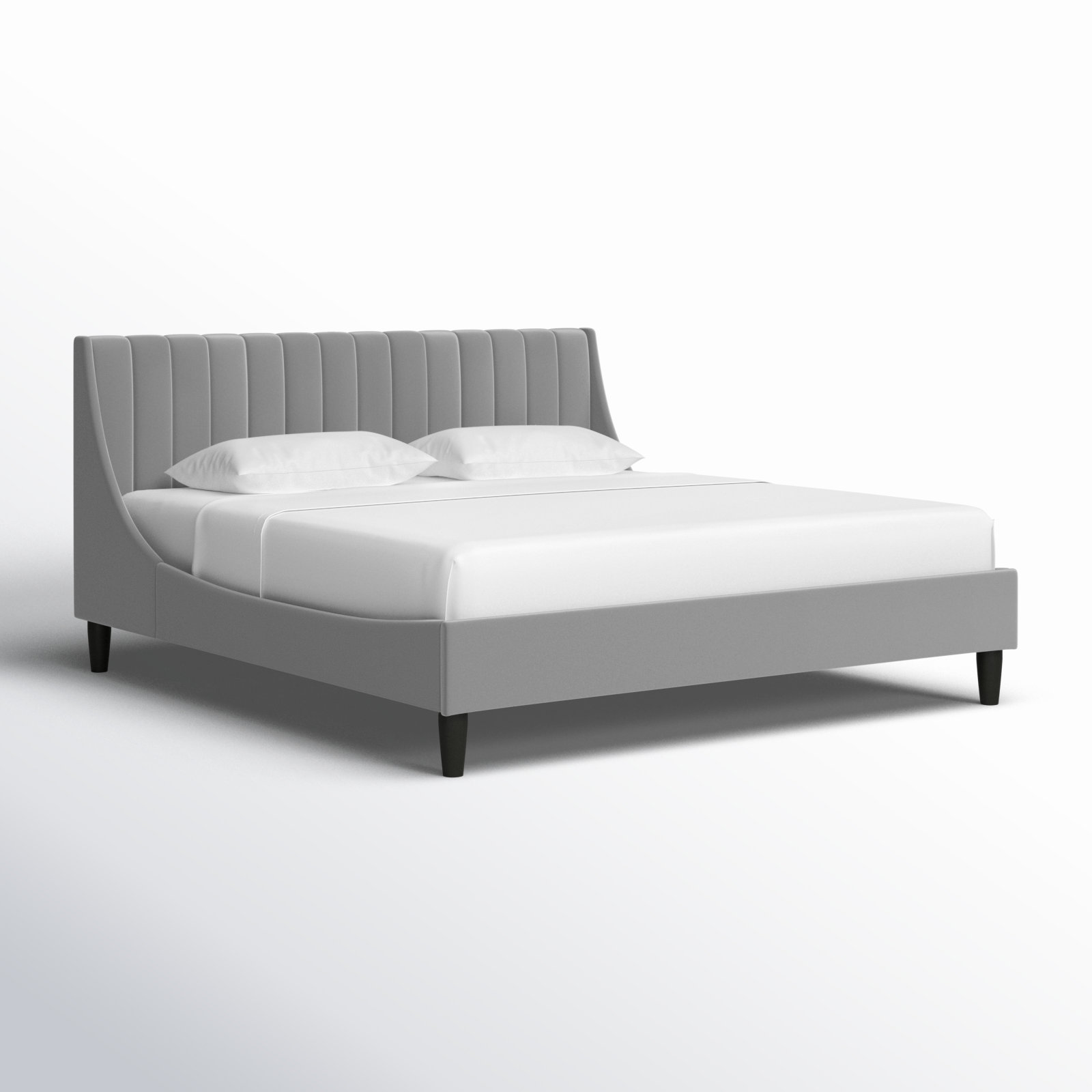 Helaina Upholstered Wingback Bed, Opal Gray Velvet, King